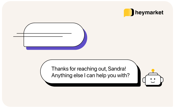 Example of a message sent through a texting bot.