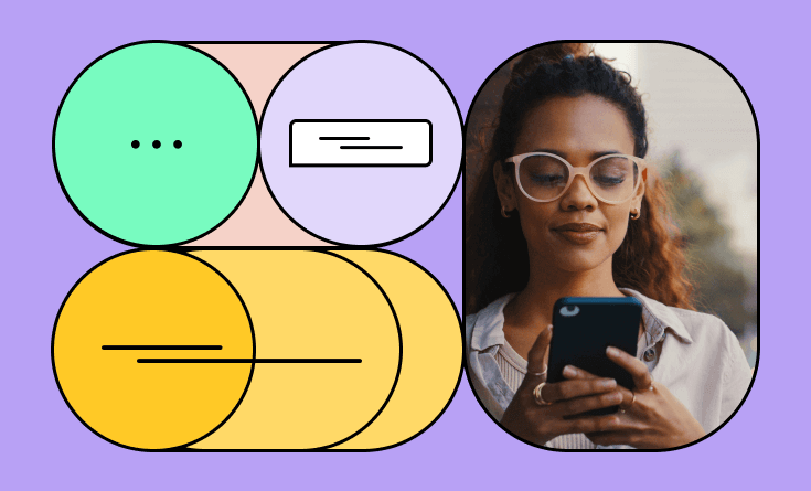 Woman typing into mobile phone.