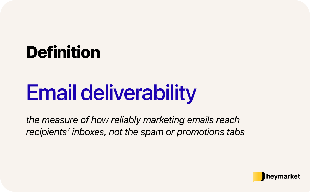 Card showing a brief definition of email deliverability