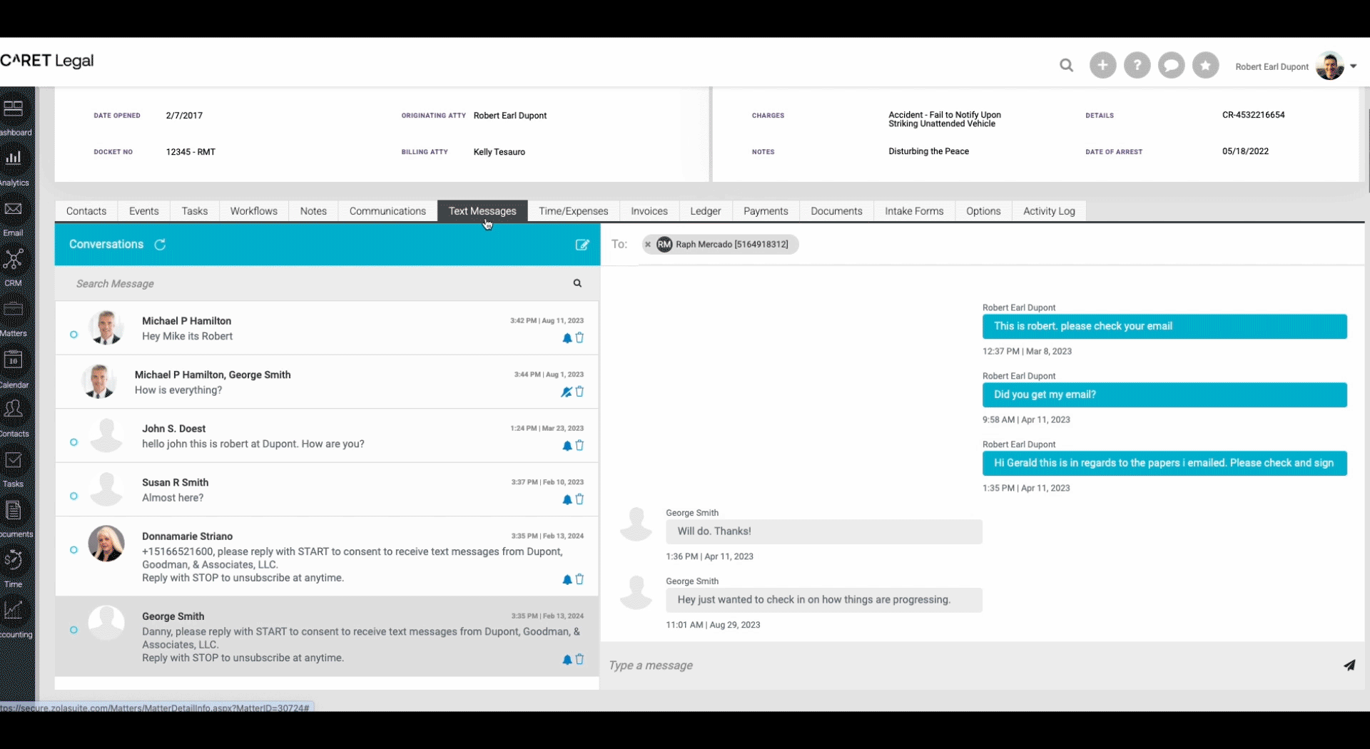 CARET Legal communication software capabilities