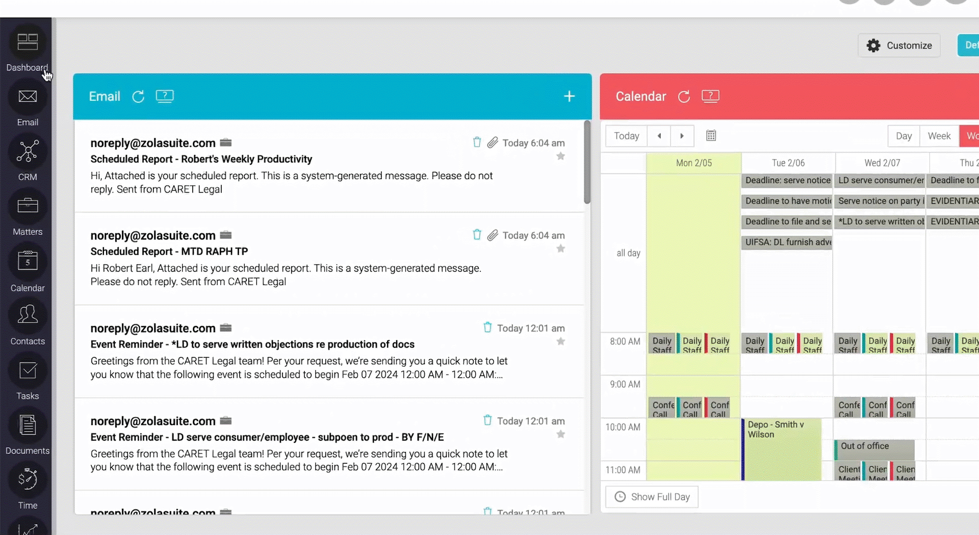 CARET Legal end-to-end legal practice management software gif