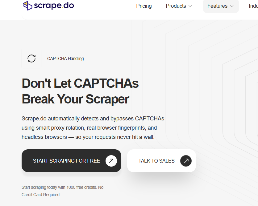 A screenshot of the Scrape.do website that lists its methods